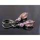 Pink Crystal and Gunmetal Earrings