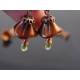 Peridot and Copper Czech Flower Earrings and Necklace