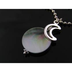 Full Moon Necklace, Mother of Pearl Moon Pendant Necklace