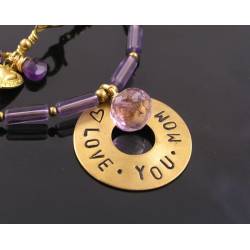 Love you Mom - Necklace with Amethyst, Purple Necklace,