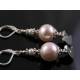 Pearl Earrings with Crescent Moon Charms