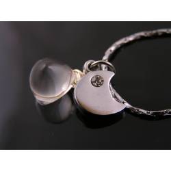 Moon Rock with Crescent Moon Charm Necklace