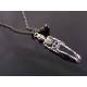 Minimalistic Gothic Skeleton Necklace, Black Spinel
