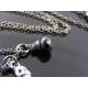 Gothic Skeleton Necklace, Black Spinel