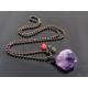 Large Chunky Amethyst Necklace with Carnelian, Smokey Quartz and Peridot