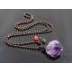 Large Chunky Amethyst Necklace with Carnelian, Smokey Quartz and Peridot