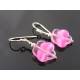 Pink Flower Earrings, Czech Glass