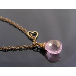 Large Mystic Pink Quartz Necklace with Heart Charm