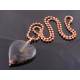 Extra Large Black Cracked Agate Heart Pendant on solid Ball Chain