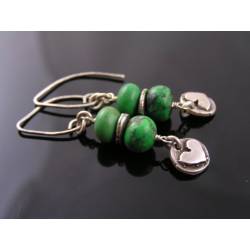 Natural Green Turquoise and Sterling Silver Earrings