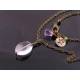 Rock Quartz Necklace, Quartz, Amethyst and Peridot