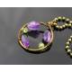 Amethyst and Peridot, Wire Wrapped Gemstone Circle Pendant Necklace