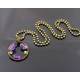 Amethyst and Peridot, Wire Wrapped Gemstone Circle Pendant Necklace
