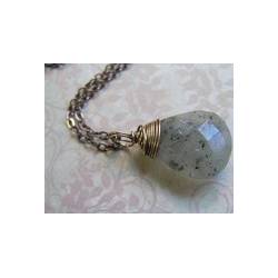 Green Dot Rutilated Quartz Necklace