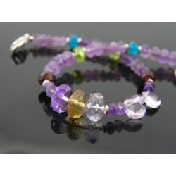 Amethyst, Citrine Peridot and Garnet - Gemstone Bracelet in Sterling Silver