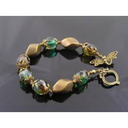 Dragonfly Bracelet with Czech Glass Beads