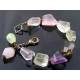 Large Faceted Gemstone Nugget Bracelet, Amethyst, Rose Quartz, Lemon Quartz, Prehnite