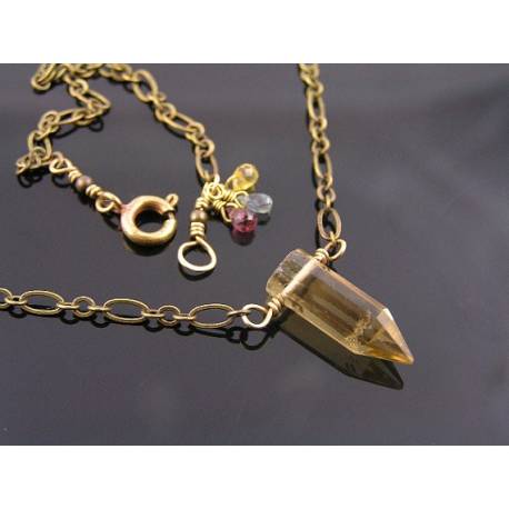 Honey Quartz Pendant in Pencil Shape, Necklace