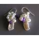 Pearl and Amethyst Earrings, Sterling Silver