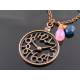 Pink Chalcedony and Apatite Clock Necklace