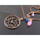 Pink Chalcedony and Apatite Clock Necklace
