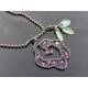 Wire Wrapped Pink Crystal Rose Necklace