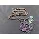Wire Wrapped Pink Crystal Rose Necklace