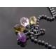 Gemstone Charm Necklace with Champagne Citrine, Amethyst, Beer Quartz