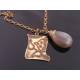 Large Gray Agate Drop and Etched Tag Pendant Necklace