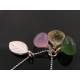 Leaf Necklace with Russian Serpentine, Pink Chalcedony and Citrine 