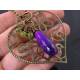 Large Purple Chalcedony and Peridot Drops with Large Filigree Heart Necklace