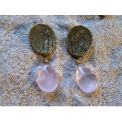Rose Quartz Earrings, Ear Studs