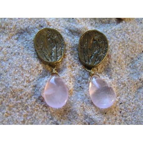 Rose Quartz Earrings, Ear Studs
