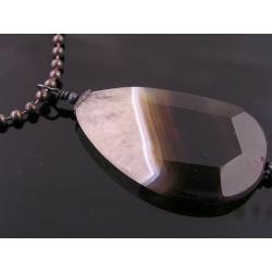 Huge Natural Black and White Faceted Agate Necklace