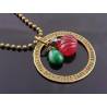 Carved Chalcedony, Malachite Drop and Jasper Star Inspirational Necklace