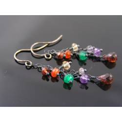 Gemstone Cluster Sterling Silver Earrings