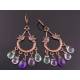 Fluorite and Amethyst Romantic Dove Chandelier Earrings