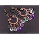 Fluorite and Amethyst Romantic Dove Chandelier Earrings