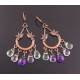 Fluorite and Amethyst Romantic Dove Chandelier Earrings