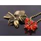 Red Roses Necklace, Glowing Red Czech Crystal Pendant