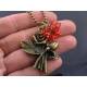 Red Roses Necklace, Glowing Red Czech Crystal Pendant