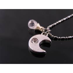 Crystal Set Crescent Moon Necklace