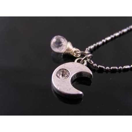 Crystal Set Crescent Moon Necklace