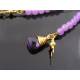 Amethyst and Hand Stamped Charm Necklace