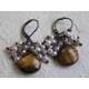 Tiger's Eye with Pearl and Crystal Fringe Earrings