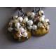 Tiger's Eye with Pearl and Crystal Fringe Earrings