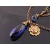 Rose Necklace with Large Blue Drop