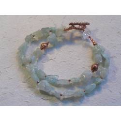 Aquamarine Nugget Bracelet, 2 Strand