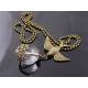 Bird Necklace with Large Rock Quartz Crystal Ball