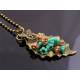 Turquoise and Pink Flowers with Leaf Pendant Necklace